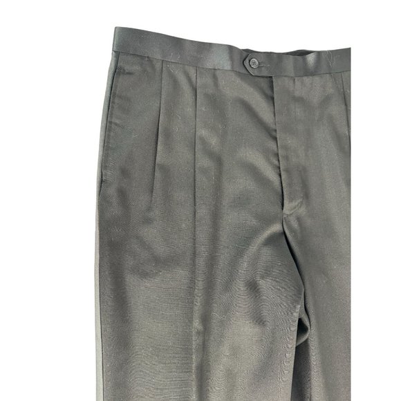 Custom Vintage Tuxedo Pant with Satin Stripe 40 Black Polyester Blend - Picture 8 of 16